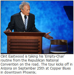 Clint Eastwood Takes Chair On Nationwide Comedy Tour Super