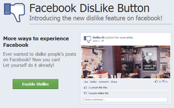 Dislike button for Facebook