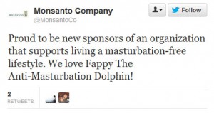 Monsanto tweet about funding an anti-masturbation organization